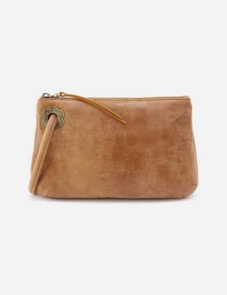Daisy Daze Large Wristlet in Buffed Leather - Whiskey