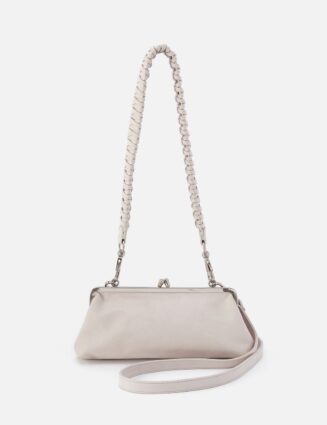 Alba Frame Small Shoulder Bag in Buffed Leather - Stone