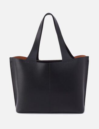 Vida Large Tote in Micro Pebbled Leather - Black
