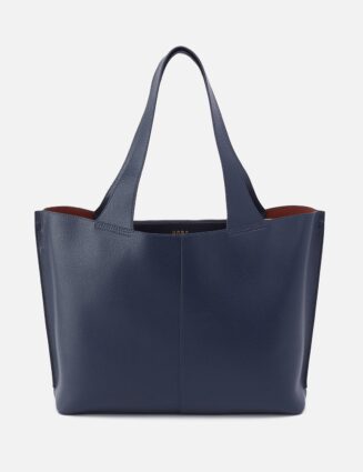 Vida Large Tote In Micro Pebbled Leather - Mood Indigo