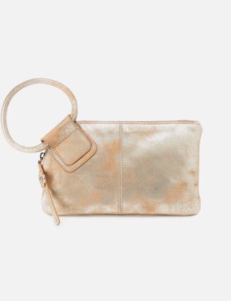 Sable Wristlet In Metallic Leather - Saddle Stardust