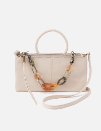 Sable Crossbody With Charm In Polished Leather - Pale Flax