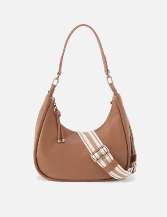Cass Small Shoulder In Pebbled Leather - Brown Sugar