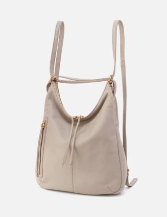 Merrin Convertible Backpack in Pebbled Leather - Taupe