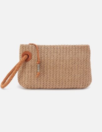 Daisy Daze Large Wristlet In Woven Straw - Meadow Woven Straw