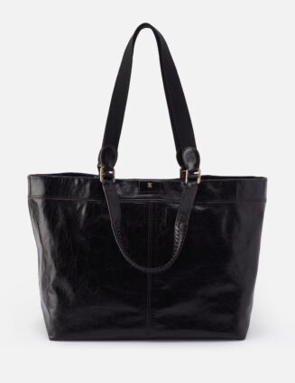 Romy Max Tote in Polished Leather - Black